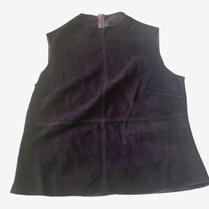 Classiques Entier Suede Black Sleeveless Mock Neck Top Size Large